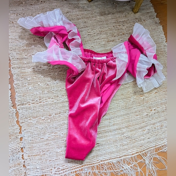 Fashion Brand Company Pink Velvet Bikini Bottoms Size M/L - Picture 2 of 4